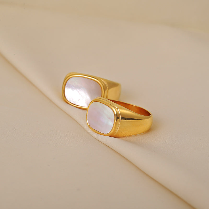 White Shell Signet Ring