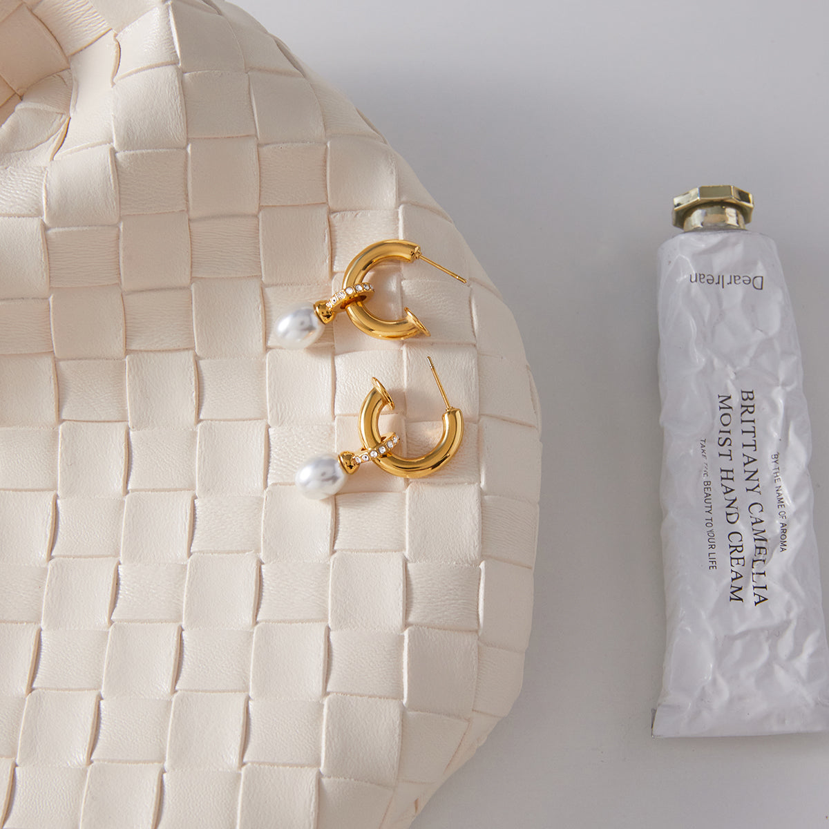 Pearl Dangle Hoop Earrings