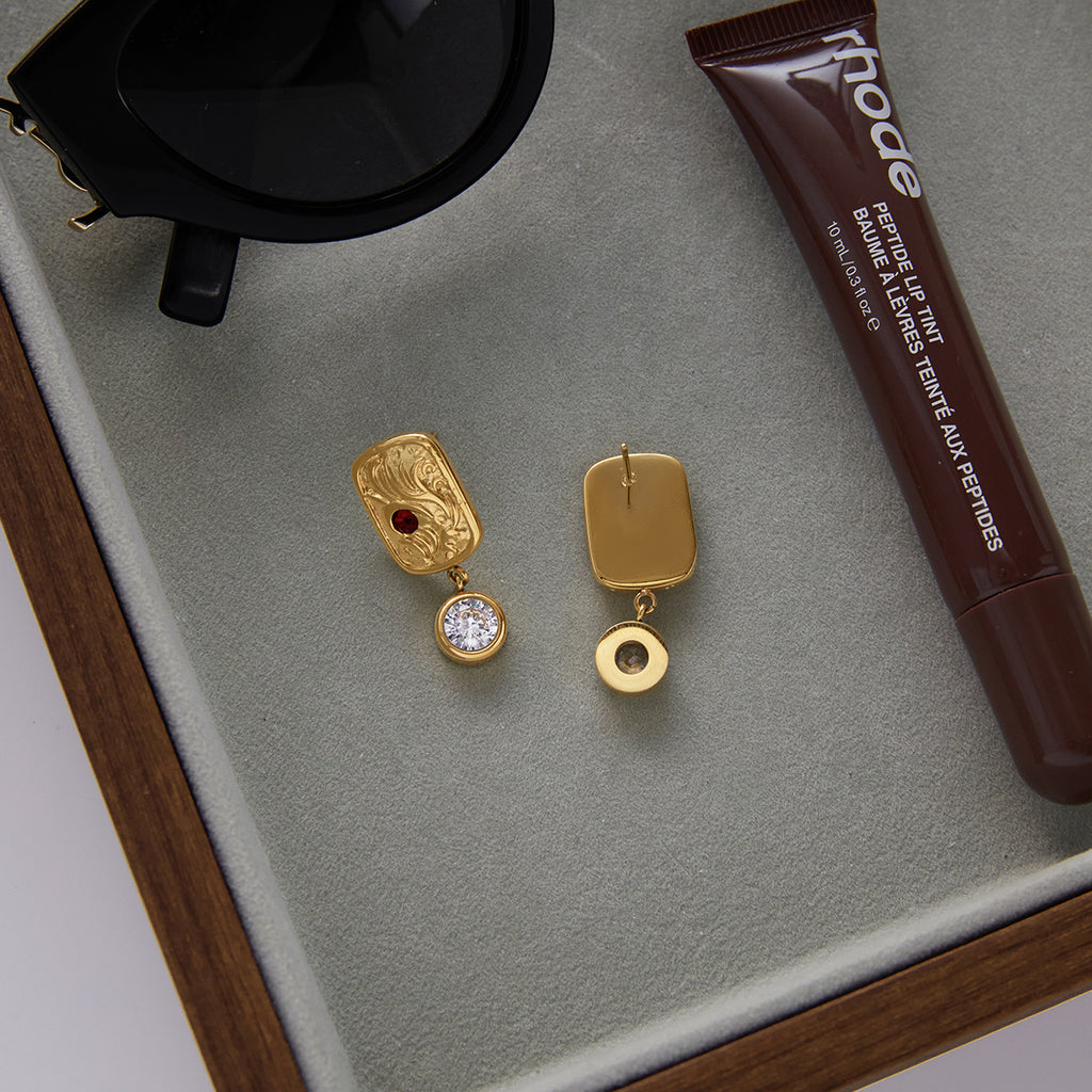 Ruby Rhinestone Stud Earrings